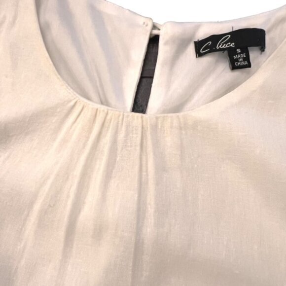 C. Puce Sleeveless Lined Dress Linen Blend Red Embroidered Trim BOHO Summer EUC - Picture 14 of 16